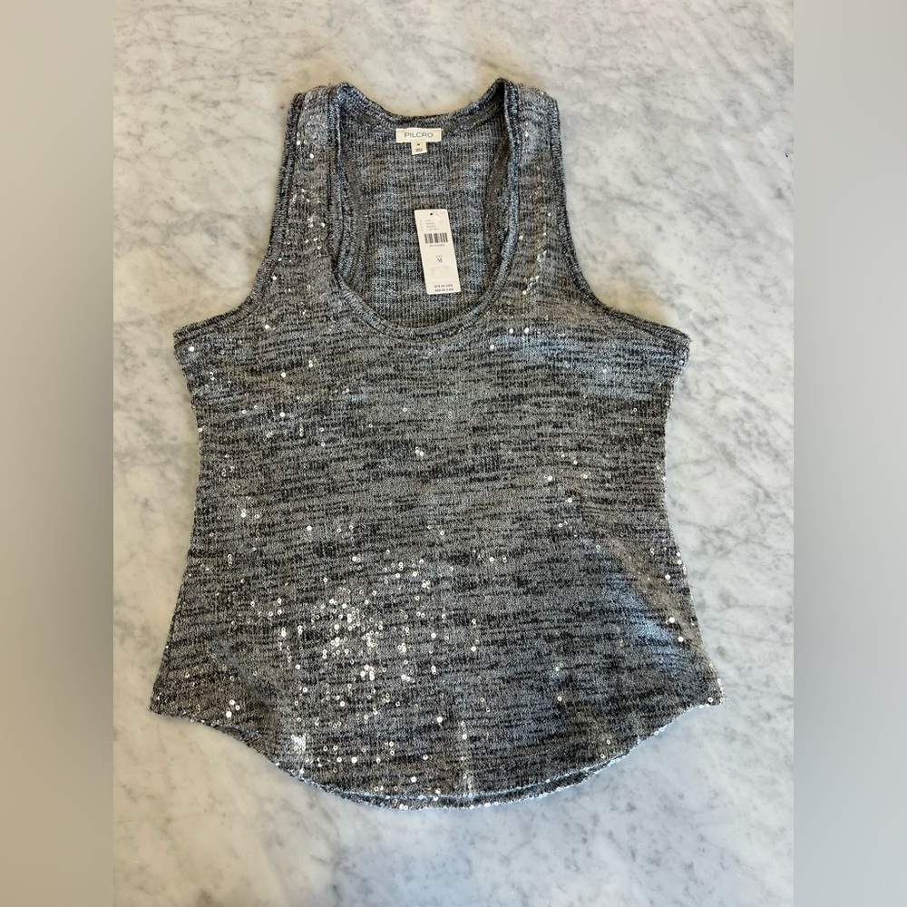 Pilcro Women's Gray Sequin Tank Top NWT